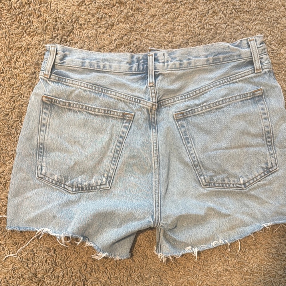 Agolde Light Blue Distressed Riley Short - Picture 3 of 3